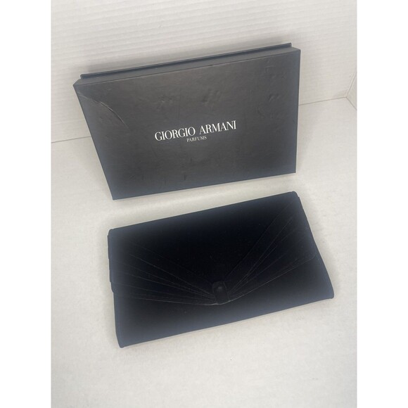 Giorgio Armani Perfume Black Evening Clutch Velour Velvet Bag - Picture 1 of 9